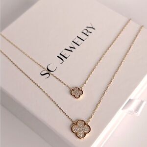 Rachel Zoe Clover Necklace Double Chain